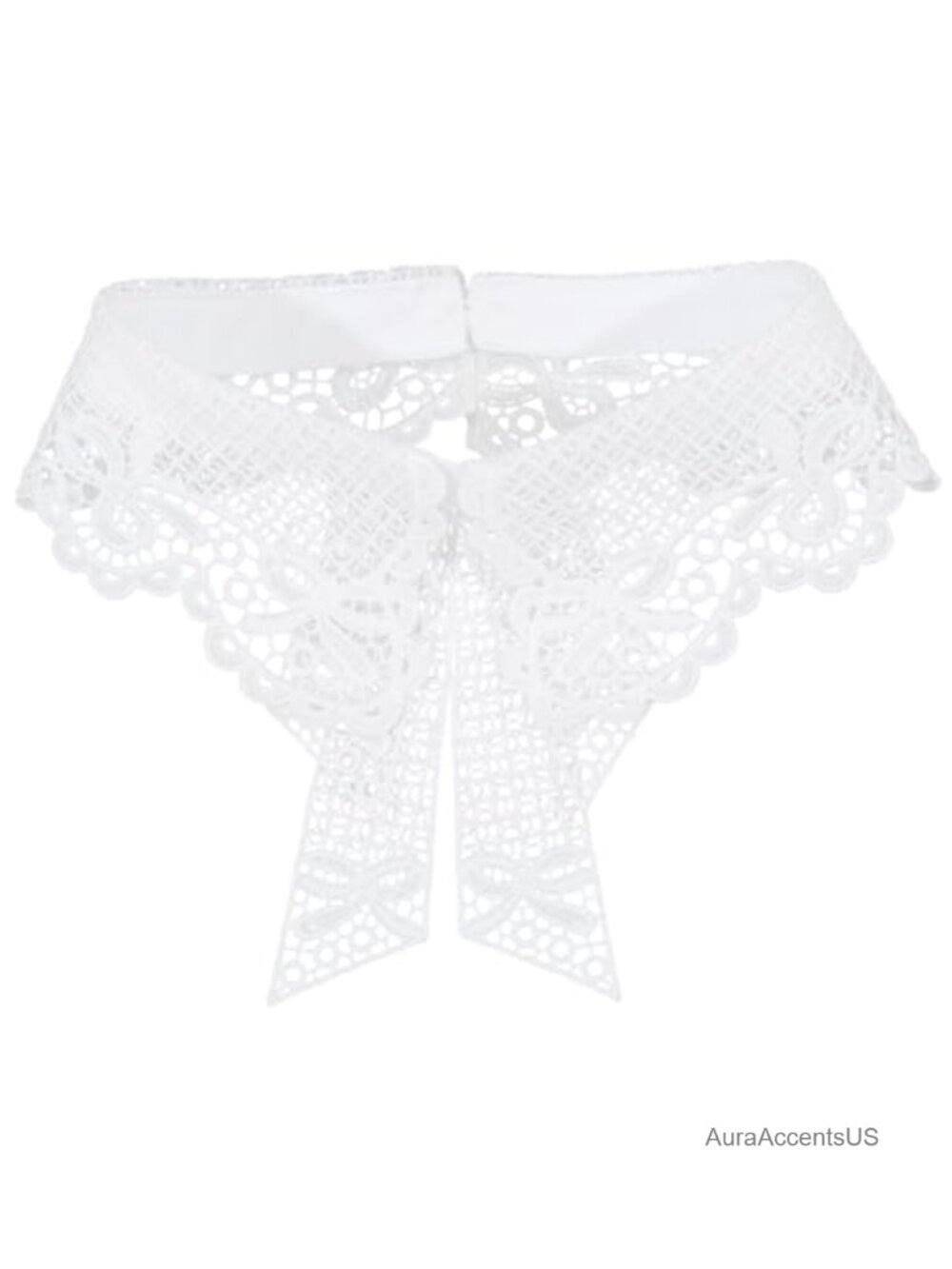 White Lace False Collar with Floral Pattern Detachable Knitted Choker for Women
